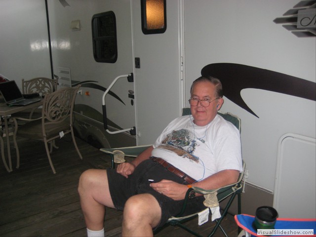 My Dad sitting on our deck.