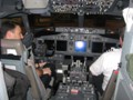 The cockpit of the plane home.